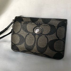 SOLD!!- Coach Wristlet Wallet- Black & Grey C logo